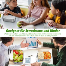 ikuchelife Leakproof Lunch Box Stainless Steel 1400 ml Children's Lunch Box with Compartment, Lunch Box with Divider, Lunch Boxes Metal, Environmentally Friendly & BPA-Free for Picnic, School, Work