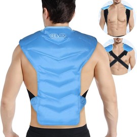 REVIX Extra Large Ice Pack for Whole Back with Crossed Straps, Soft Plush Lining, One Size Fits All, Freezer Storage Bag Provided - Color: Blue