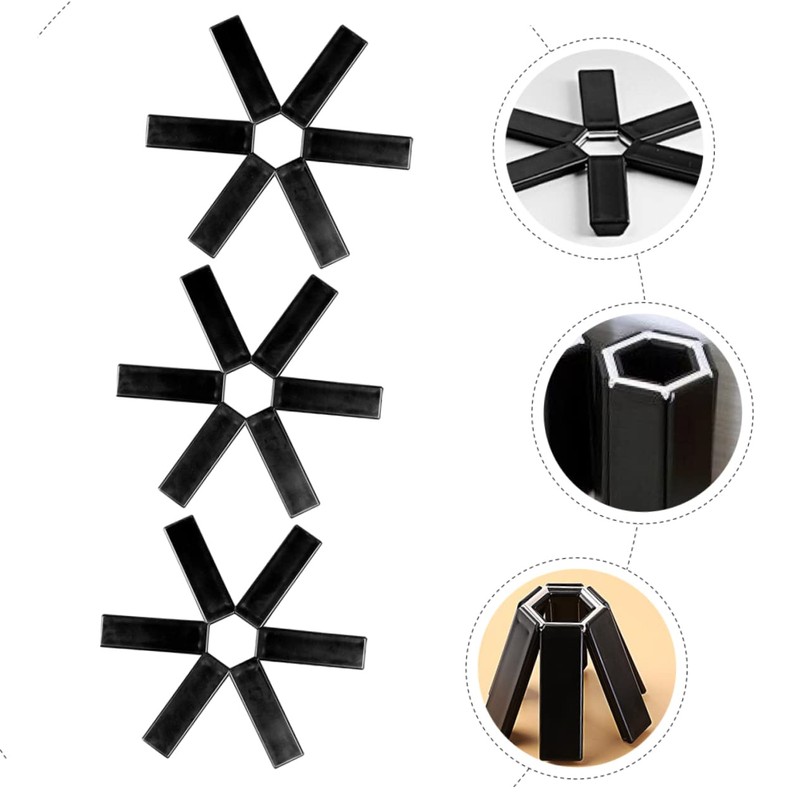 GRIRIW Folding Pot Holder Set 6pcs Kitchen Hot Pads Tea