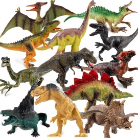 Oumuamua Dinosaur Toy Set – 12 Realistic Plastic Figures (6-7") Including T-Rex