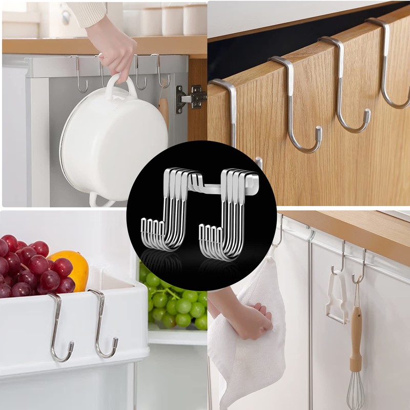 NORSON-NADISHA 2PCS Over Door Hook Hanger Stainless Steel Shower Towel