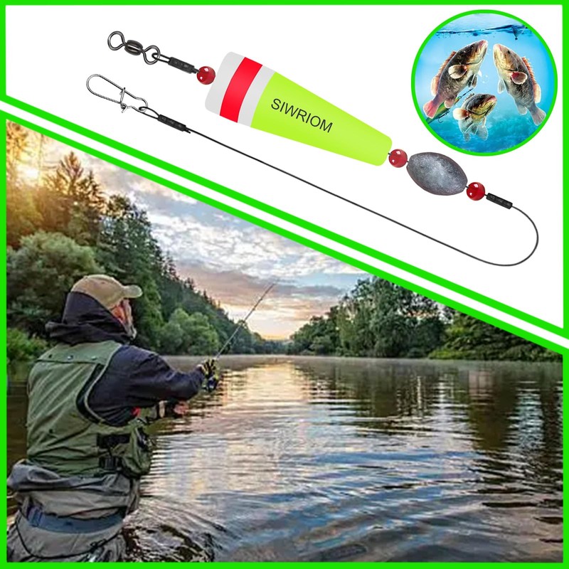 SIWRIOM Popping Cork Float Rig Rattle (1.23oz, Yellow-4PCS)