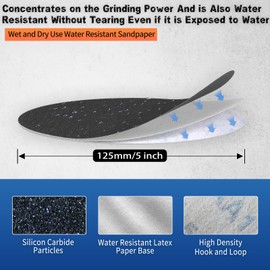 Pack of 71 Sandpaper 125 mm Velcro Wet Dry Professional Sanding Discs Round Silicon Carbide Sanding Sheets (with Grit 1000/1500/2000/3000/5000/7000/10000 x10) for Random Orbital Sanders ALPXUXP