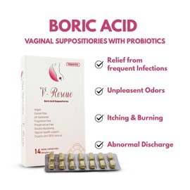 Boric Acid + Probiotic Suppositories – Relief from Infections, Odor, Itching & Burning – Supports Vaginal Health and Comfort Naturally