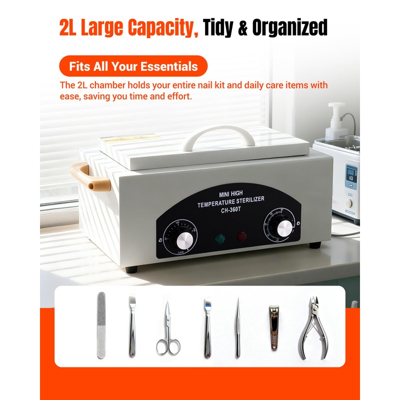 High-Temperature Cleaning Box for Metal Tools, 1.5L Capacity Dry Heat