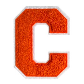 4.5" Chenille Letter Patches Orange Iron on Letter Patches for Clothing Varsity Letter Patches Letterman Jacket Patches (Orange-C)