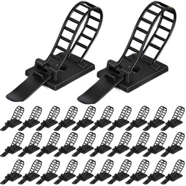 fogman Wire Stops Cable Clips Cord Clips Cable Holder Fixing Set of 30 (Black, 0.5 x 3.6 inches (12 mm x 92 mm)