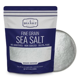 Sea Salt, Fine Grain Sea Salt from Baja California, Replacement for Table Salt, Non-Iodized, All-Natural, No Additives (5 lb Bag) - Sea Salt Superstore