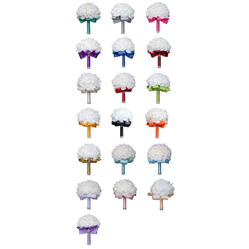 Flonding Wedding Bouquet, Gold Bouquet for Bride Bridesmaid with Diamond