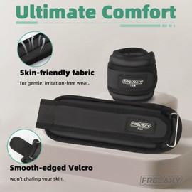 Frelaxy Ankle Weights Sets for Women Men Kids 1lb 2lb 3lb Pairs with Adjustable Straps, Strength weighted for Physical Therapy Running Walking Fitness Gym Workout (Black/White, 1 lb x 2)