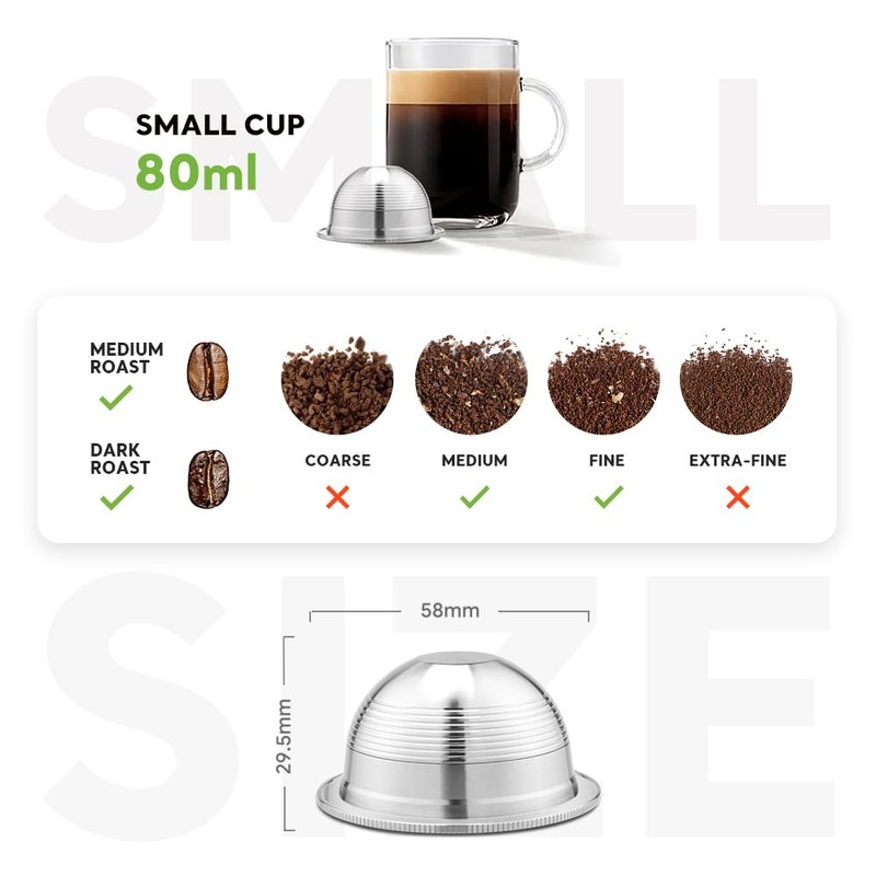 Stainless Steel Reusable NespressoV ertuo Pod Compatible with GCA1, BENFUCHEN