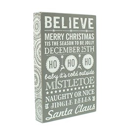 FESTIVE PRODUCTIONS Grey Plaque with Glitter, Microfibre, 20 x 29.5 x 4 cm