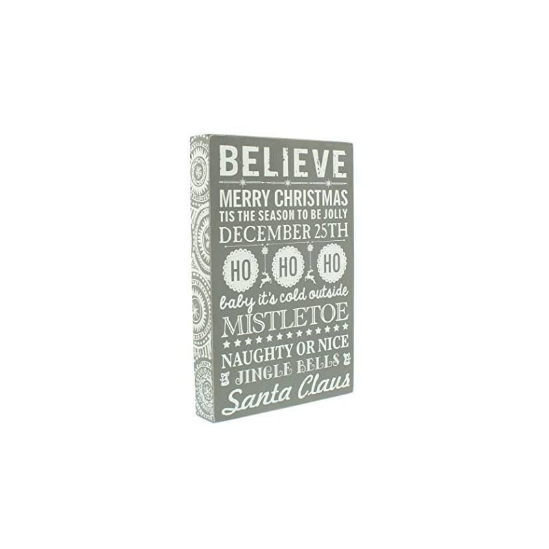 FESTIVE PRODUCTIONS Grey Plaque with Glitter, Microfibre, 20 x 29.5