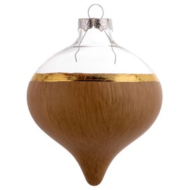 Karma, Christmas Hanging Ornament, Wood Painted Glass Teardrop Ornament 5.5" Birch,Holiday Decoration, Christmas Tree Ornament