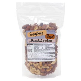 Everything Bagel Cashews and Almonds, Flavored Cashews, Flavored Almonds with Everything Bagel Seasoning, Mixed Nuts, Clean Ingredient Preppy Snacks, 9 Ounce