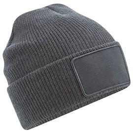 Beechfield - Removable Patch Thinsulate™ Cuffed Beanie - Soft-Touch Acrylic Yarn- Graphite Grey