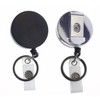 2 Pack - Heavy Duty Retractable Badge Reel with Key Ring - All Metal Construction Card & Key Holders with Thick Nylon Cord, Belt Clip, Reinforced ID Strap & Keychain by Specialist ID (Black/Silver)