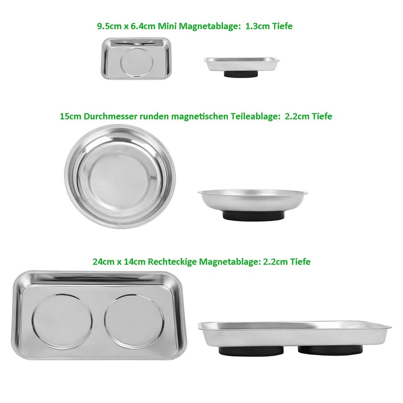 Magnetic Tool Trays, 3 Pieces, Stainless Steel Magnetic Bowl, Hold