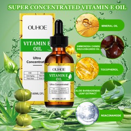 Vitamin E Öl Bio Tropfen - Hochdosiert Flüssig 60ml - Natürliches Produkt 100% - Vegan - Anti-Falten, Anti Aging, Narben und Dehnungsstreifen, Perfektes Massageöl for Entspannun - Einfache