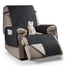 TAOCOCO Reversible Armchair Protector, Relax Chair Cushion with Armrests and Pockets, Waterproof Sofa Cover with Elastic Band, Suitable for 22 Inch Wide TV Chair, Recliner Chair, Armchair (1 Seater