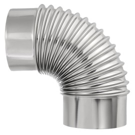 PATIKIL 90 Degree Stove Pipe, 1Pcs 4.72 Inch Elbow Stainless Steel Chimney Flue Extension for Outdoor Camping Tent Wood Stove Accessories Vent Exhaust, 8.66 Inch Length