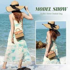 EVEOUT Straw Crossbody Bag Women Girl Summer Elegant Wicker Rattan Basket Handbag with Shoulder Strap for Beach Holiday