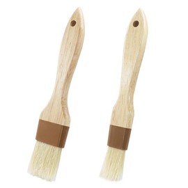 Waziaqoc 2 PCS Basting brush for Cooking, Natural Bristle Pastry Brush, Wooden Handle Basting and BBQ Brushes for Baking,Easy Clean Butter Brush,Sturdy Kitchen Culinary Utensil (1 Inch, 1 1/2 Inch)