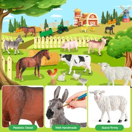 WAIIW Farm Animal Toys for Toddlers,23 PCS Animal Toys with Realistic Animal Figurines,Tractor Toy and Fence,Farm Playset Educational Learning Toys for Toddlers Kids 3-5