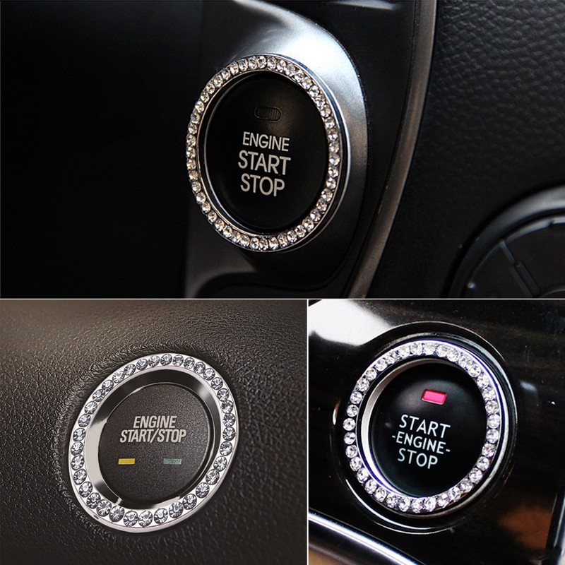 VOSAREA Car Engine Start Stop Button Ring Crystal Bling Rhinestone