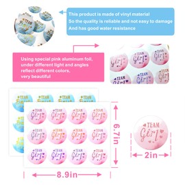 168 Pieces Colored Gold Stamping Gender Reveal Stickers,2 Inch Gold Glitter Team Girl and Boy Waterproof Label,for Gender Reveal Party Games Supplies, for Baby Showers or Gender Reveal Party