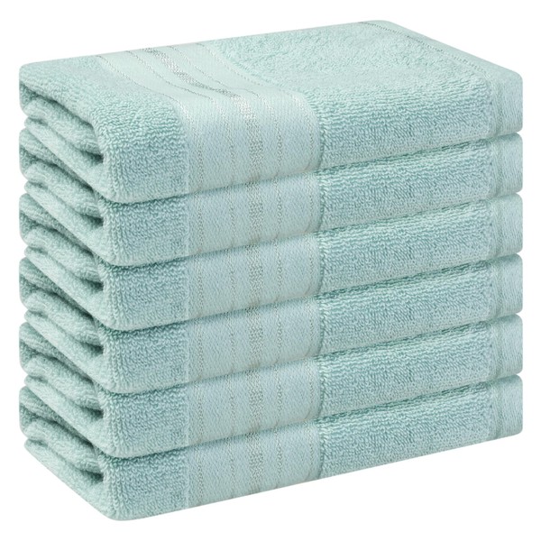 HMETOL 6 Pack Luxury Wash Cloths Set 100% Cotton Ring