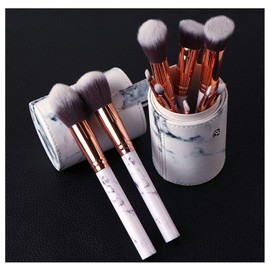 Set de Brochas de Maquillaje de Ruesious | De mármol | Primera Calidad | Para correctores en polvo de base sintética, sombras de ojos y maquillaje facial | 10 Piezas