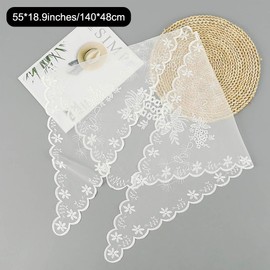 KABAKE Women's Flower Embroidery Head Scarf Large Triangle Lace Chapel Veils Headband Hair Bandana for Women Girls