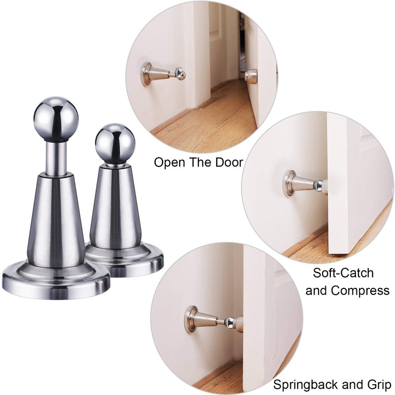 Soft-Catch Magnetic Door Holder Magnetic Doorstops Stainless Steel Wall Mount