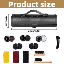 WEELOO Shoe Cream Set 12pcs, Shoe Leather Shine Cleaning Care Set with Portable Travel Storage Case and Brush for Brown and Black Leather