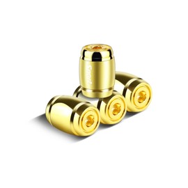 (Set of 4) Anodizing Coloring Aluminum Barrel Tire Valve Stem Cap Cover Universal fit for Car Pickup Motorcycle Bike Gold Cart ATV UTV Schrader Anti-Theft