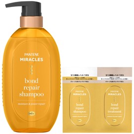 Pantene Miracles Bond Repair Series Moisture & Power Repair Shampoo Pump + 1 Trial Pack Shampoo & Treatment, 15.5 oz (440 g) + 0.4 oz (10 g) + 0.4 oz (10 g) + 0.4 oz (10 g)