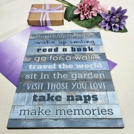 Motivational Wall Art Sign Plaque Inspire Every Day Vibrant Print Retirement Rules A4 Wooden Home Décor Uplifting Decoration