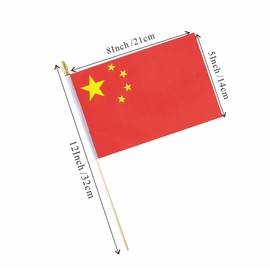 Ckexin 25Pack Small China Flags Handheld Mini Chinese Flag on Stick 5x8 Inch