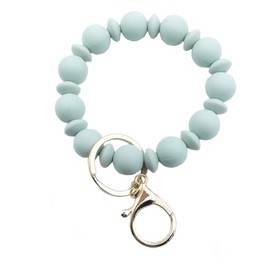Unpafcxddyig Wristlet Bracelet Keychain Silicone Bead Elastic Bangle Key Chain Holder Clip for Women,light green