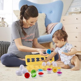 J-hong Matching Eggs 12 pcs Set Easter Eggs - Educational Color & Shape Recognition Sortere Skills Study Toys, Montessori Toys, STEM Educational Toy Gift for Toddler 1 2 3 Year Old