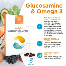 Healthspan Glucosamine & Omega 3 | 120 Capsules | Joint Health | Added Vitamin C | 400mg Optiflex Glucosamine HCI | 300mg Omega 3 Fish Oil | Highly Purified & Sustainably Sourced