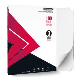 SINOPUREN Thermal Laminating Pouches, 3mil Laminating Sheets, 8.9x11.4 Inches, Letter Size, HeatSeal, Clear (100pack)