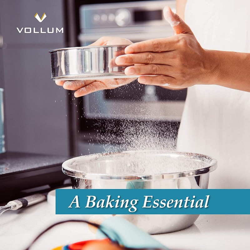 Vollum Stainless Steel Flour Sifter (12" Diameter x 2.5" High;