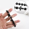 FANCIBAND Geschenk Sohn Armband Herren Kreuz Stein Obsidian Schwarz Elastisch,