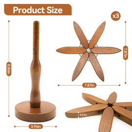 Wooden Trivets for Hot Dishes, Tree Shape Trivet Set of 3, Walnut Wood Tree Coasters for Kitchen, Office Desk, Pot, Bowl, Hot Pot Holders(3 Wooden Trivets+1 Stand stored Like a Christmas Tree