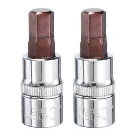 sourcing map 3/8" Hex Bit Socket 3/8" Drive SAE S2 Steel Square Drive Socket Extension Impact Bit Socket Ratchet Wrench Accessories for Turns Power Drill Into Nut Driver 2 Pcs