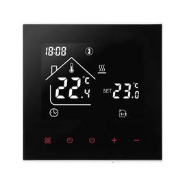 Digital Thermostat Room Thermostat, LED Display Touchscreen Thermostat Controller, Weekly Programmable Temperature Controller for Water Underfloor Heating (Black - Water Underfloor Heating 3A)