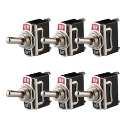 Gebildet Toggle Switch 12V-24V-48V-110V/10A, 220V-230V/6A, ON/OFF Rocker Switch, SPST 2-pin Rocker Toggle Switch for Car Truck Boat (Pack of 6, Black)