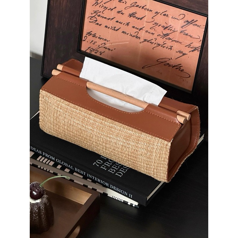 Rattan Tissue Box Cover,Wicker Tissue Box Holder,Rectangle Guest Bathroom